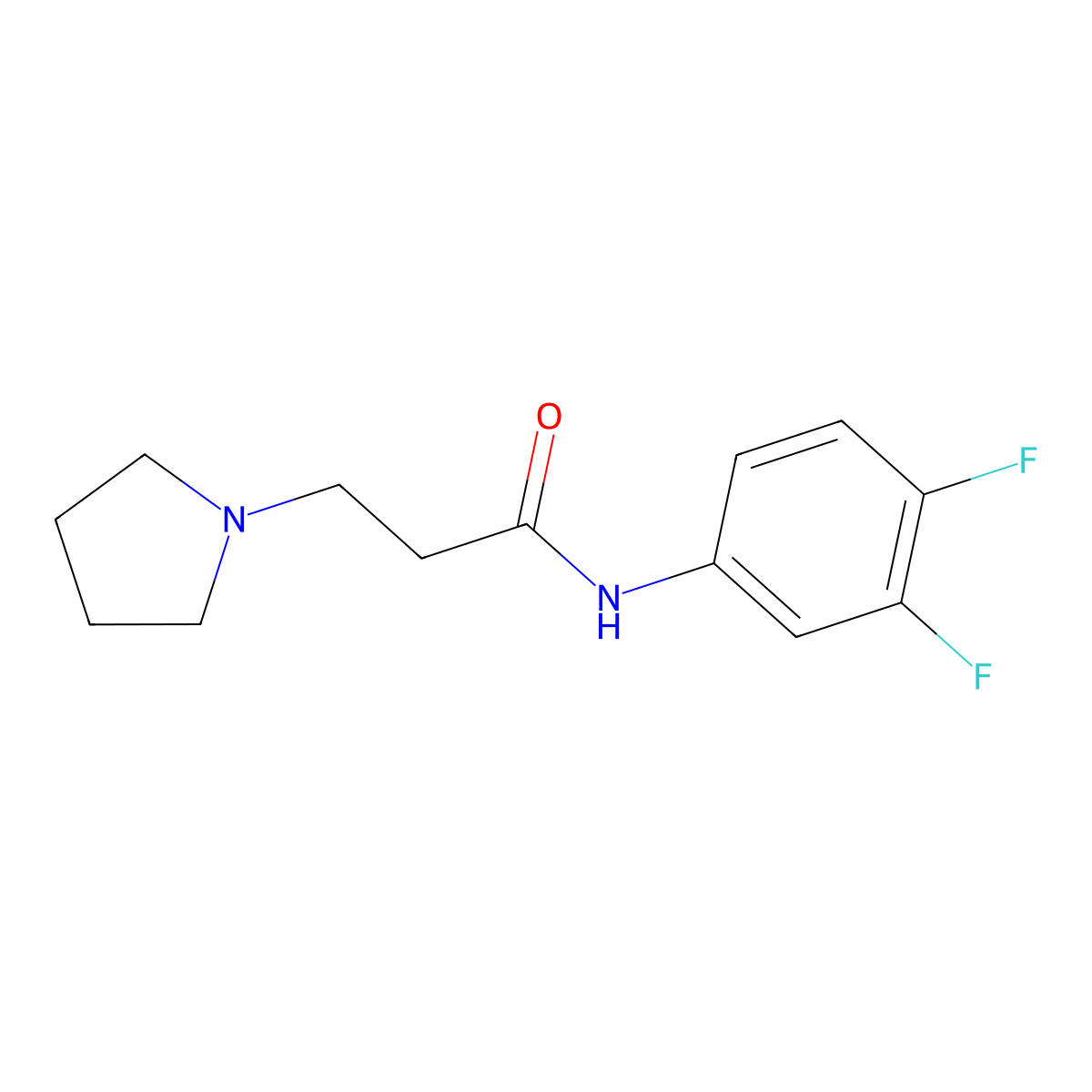 N-(3,4-difluorophenyl)-3-(pyrrolidin-1-yl)propanamide molecular structure, CAS 6552-09-6