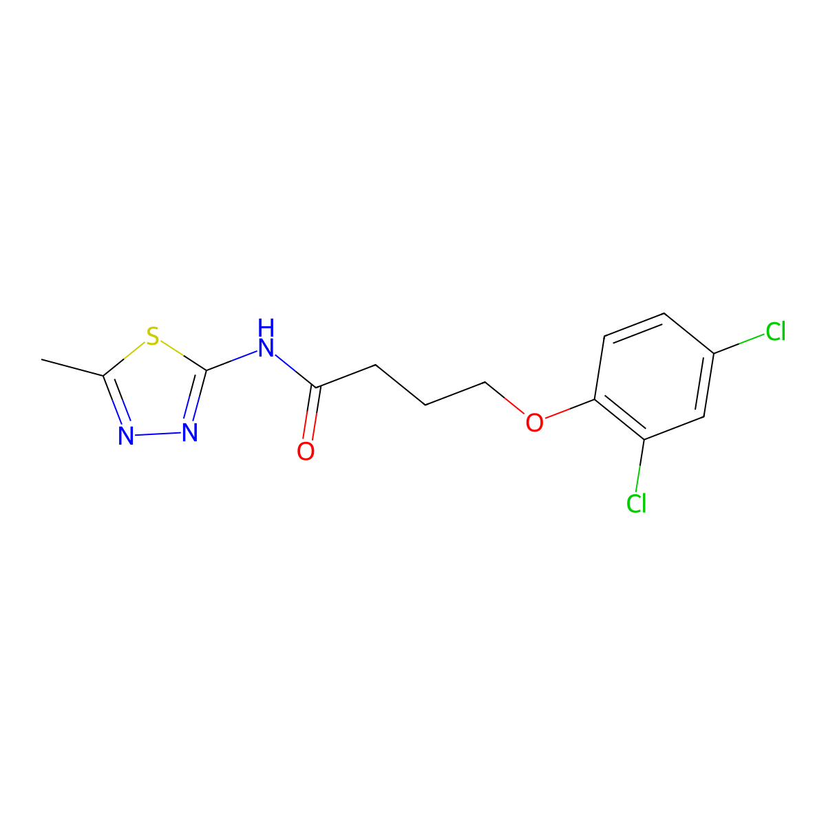 4-(2,4-dichlorophenoxy)-N-(5-methyl-1,3,4-thiadiazol-2-yl)butanamide molecular structure, CAS 6552-52-9