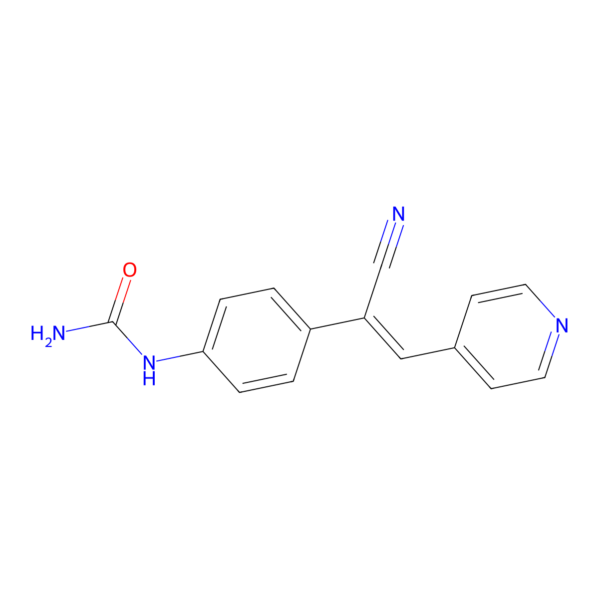 N-[4-[1-Cyano-2-(4-pyridinyl)ethenyl]phenyl]urea molecular structure, CAS 655224-29-6