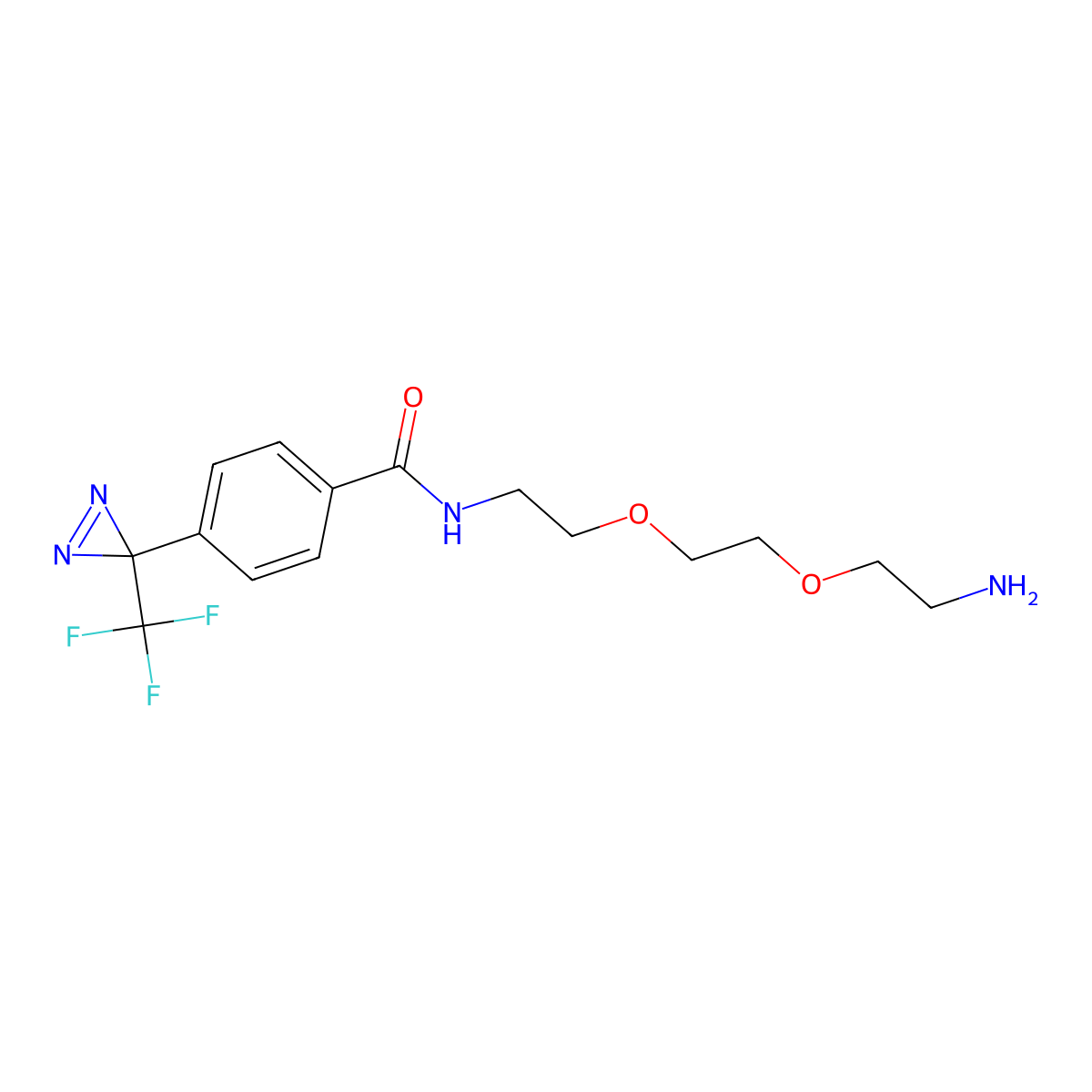 N-(2-(2-(2-aminoethoxy)ethoxy)ethyl)-4-(3-(trifluoromethyl)-3H-diazirin-3-yl)benzamide molecular structure, CAS 655224-73-0