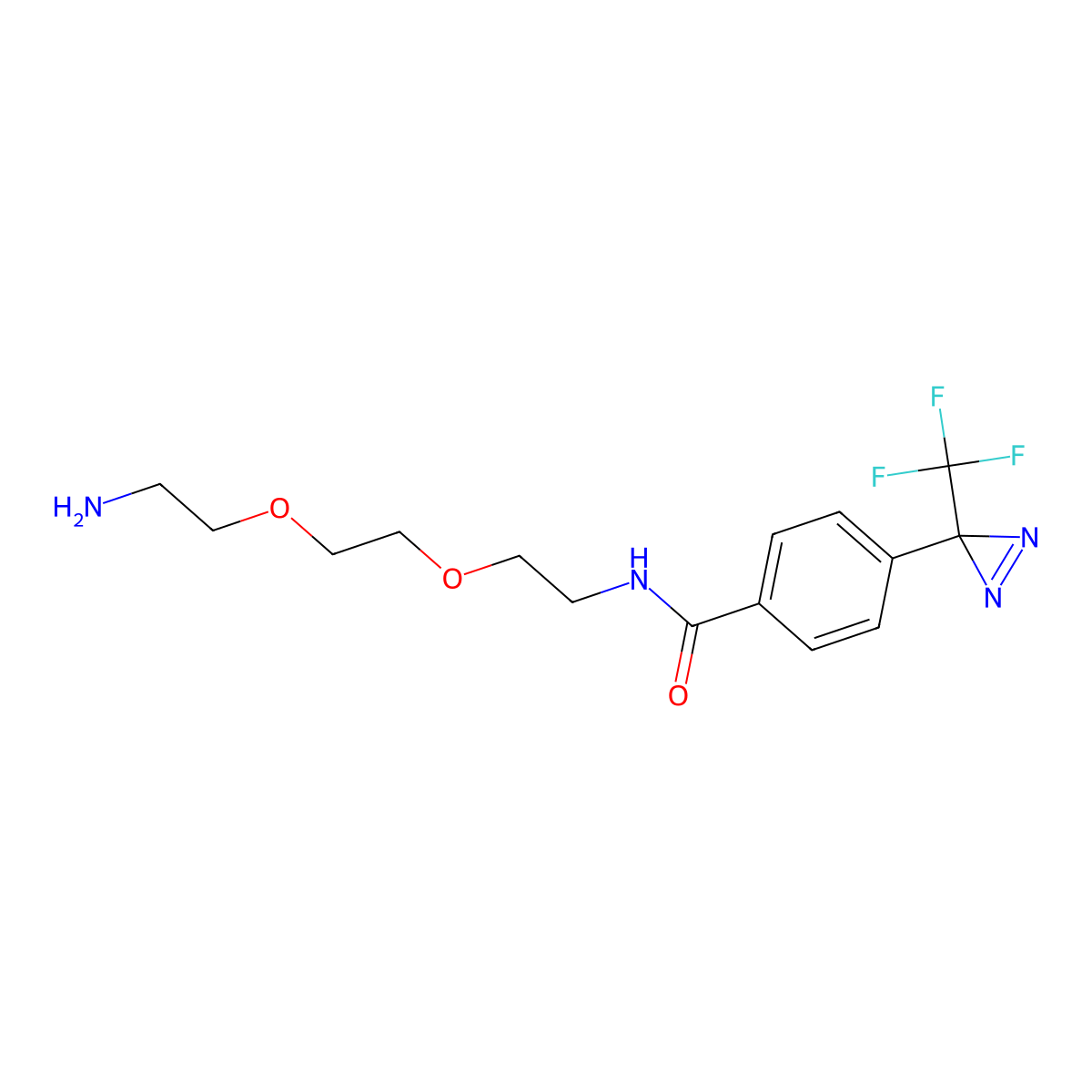 N-(2-(2-(2-aminoethoxy)ethoxy)ethyl)-4-(3-(trifluoromethyl)-3H-diazirin-3-yl)benzamide molecular structure, CAS 655224-73-0