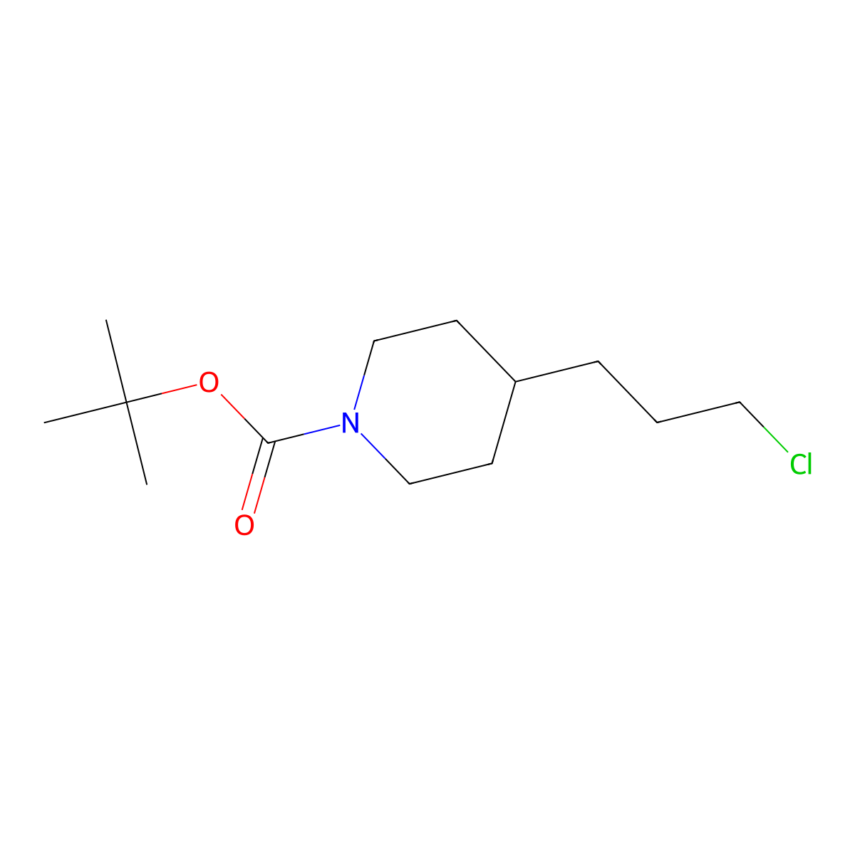 tert-Butyl 4-(3-chloropropyl)piperidine-1-carboxylate molecular structure, CAS 655224-92-3
