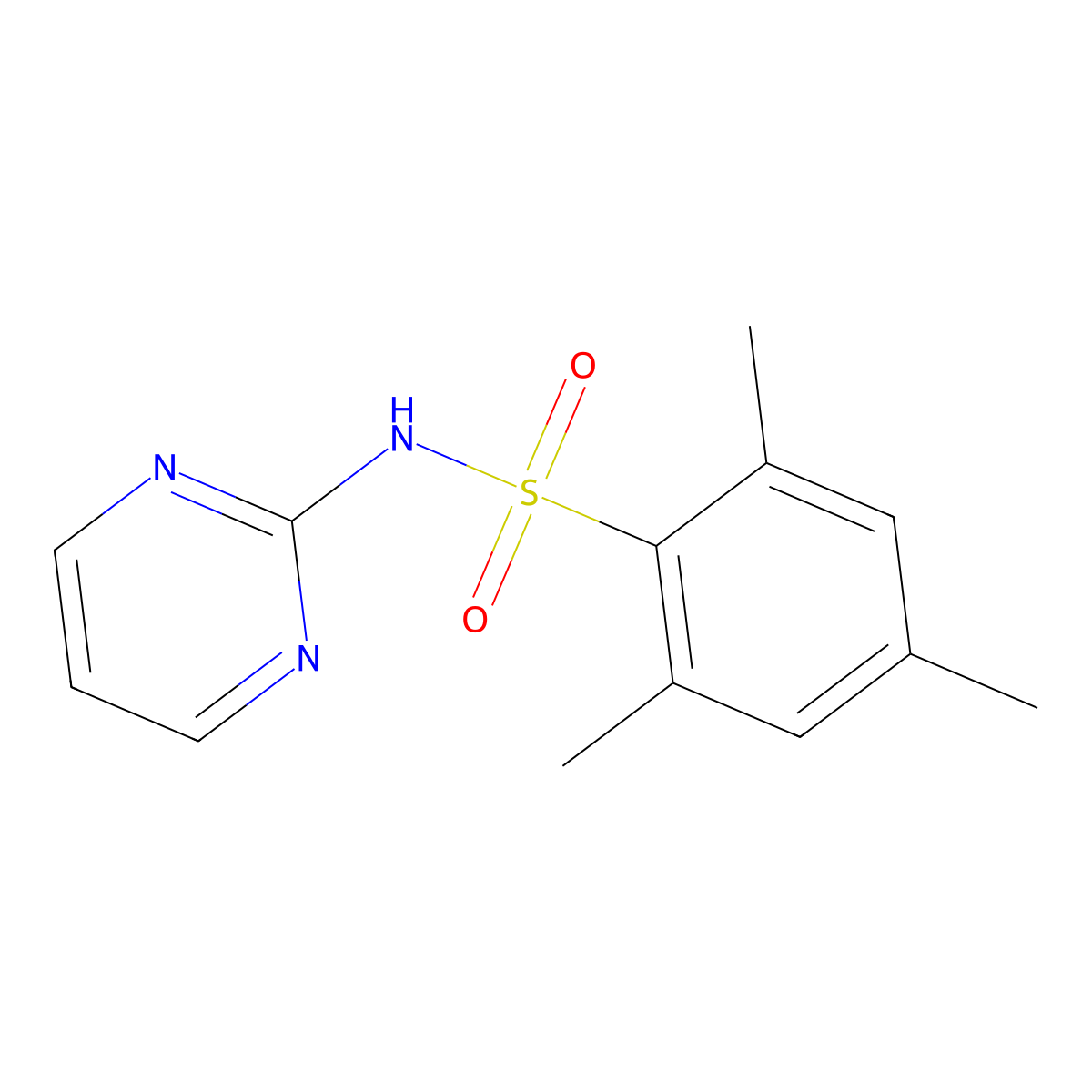 2,4,6-trimethyl-N-pyrimidin-2-ylbenzenesulfonamide molecular structure, CAS 65523-72-0