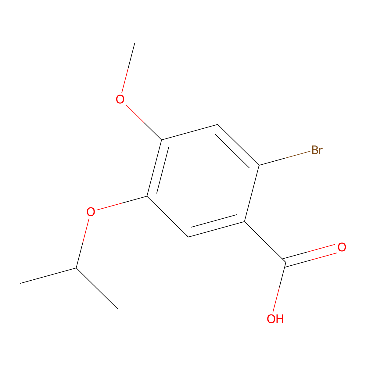 Benzoic acid, 2-bromo-4-methoxy-5-(1-methylethoxy)- molecular structure, CAS 655234-74-5