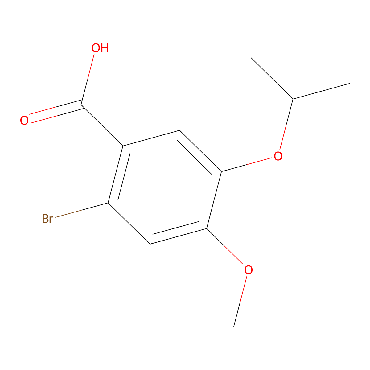 Benzoic acid, 2-bromo-4-methoxy-5-(1-methylethoxy)- molecular structure, CAS 655234-74-5