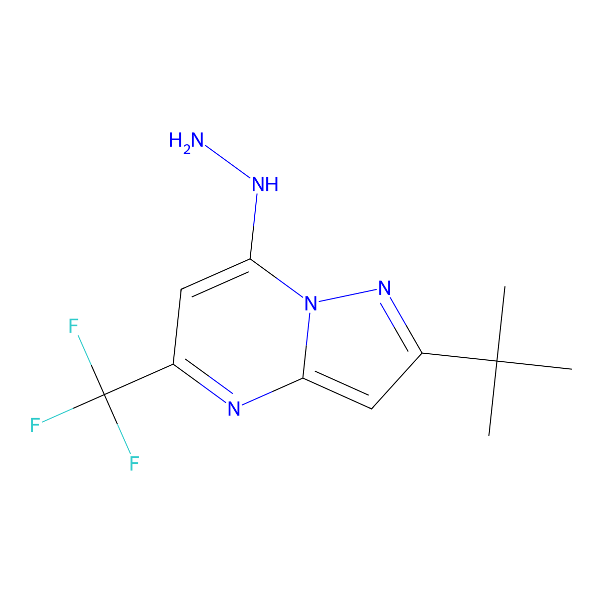 2-(Tert-butyl)-7-hydrazino-5-(trifluoromethyl)pyrazolo[1,5-a]pyrimidine molecular structure, CAS 655235-56-6