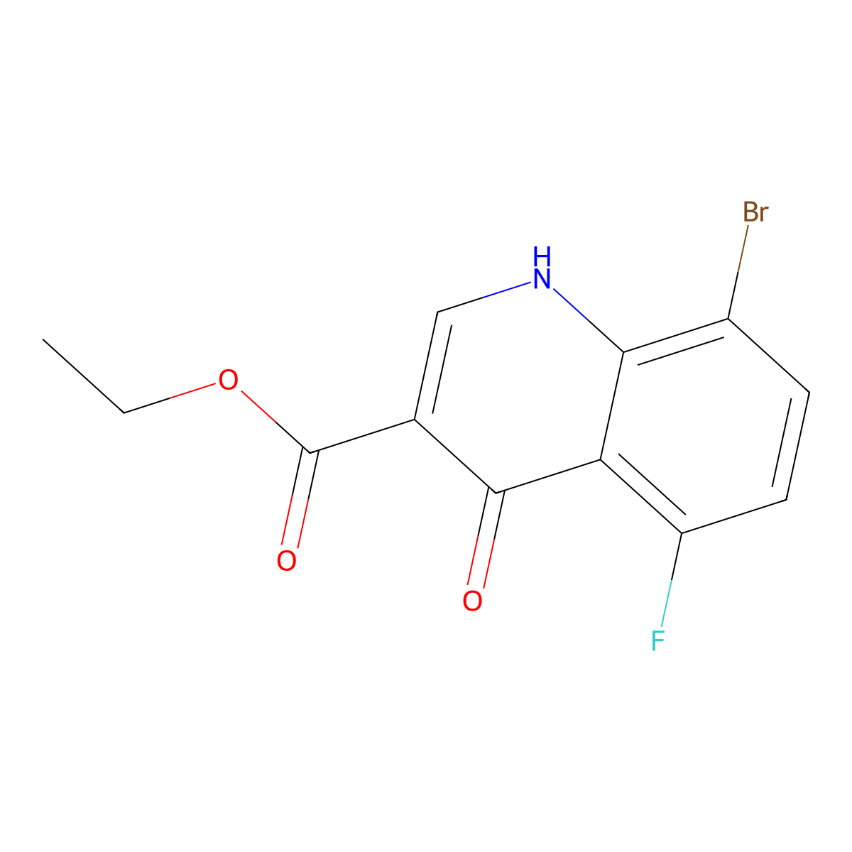 Ethyl 8-bromo-5-fluoro-4-oxo-1,4-dihydroquinoline-3-carboxylate molecular structure, CAS 655236-28-5