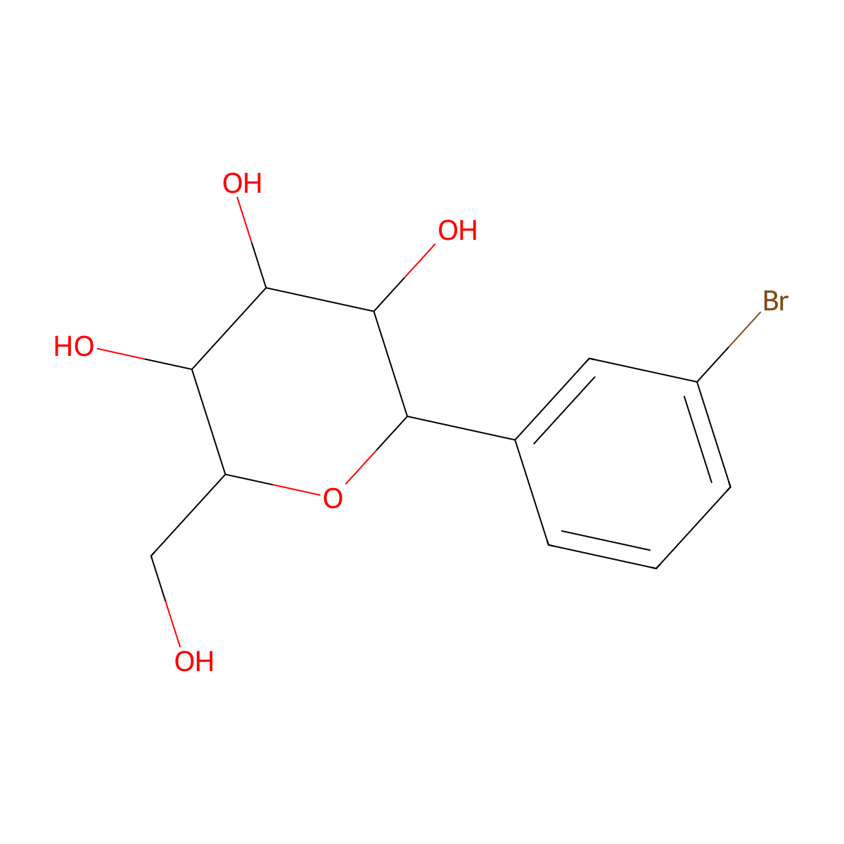 (2S,3R,4R,5S,6R)-2-(3-bromophenyl)-6-(hydroxymethyl)oxane-3,4,5-triol molecular structure, CAS 655237-65-3