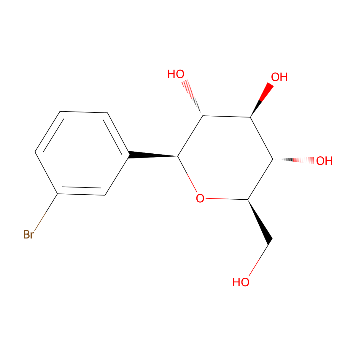 (2S,3R,4R,5S,6R)-2-(3-bromophenyl)-6-(hydroxymethyl)oxane-3,4,5-triol molecular structure, CAS 655237-65-3
