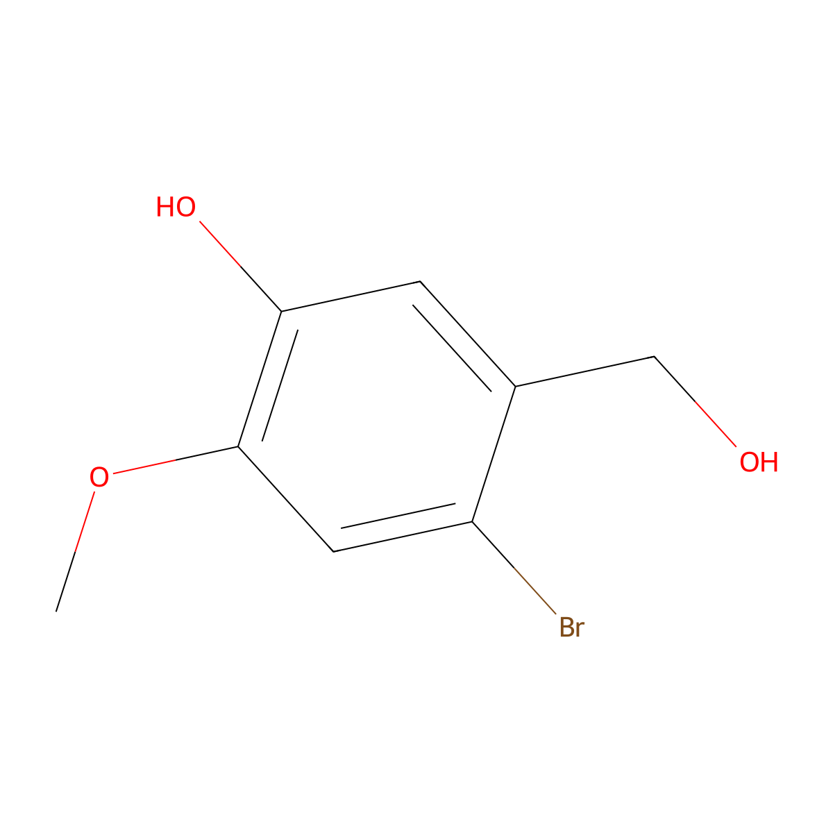 4-Bromo-5-(hydroxymethyl)-2-methoxyphenol molecular structure, CAS 655238-34-9