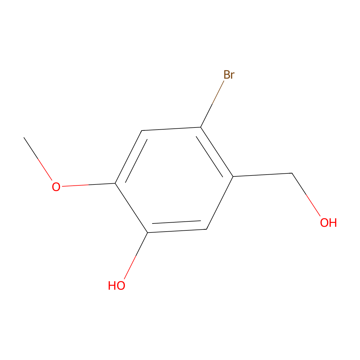 4-Bromo-5-(hydroxymethyl)-2-methoxyphenol molecular structure, CAS 655238-34-9
