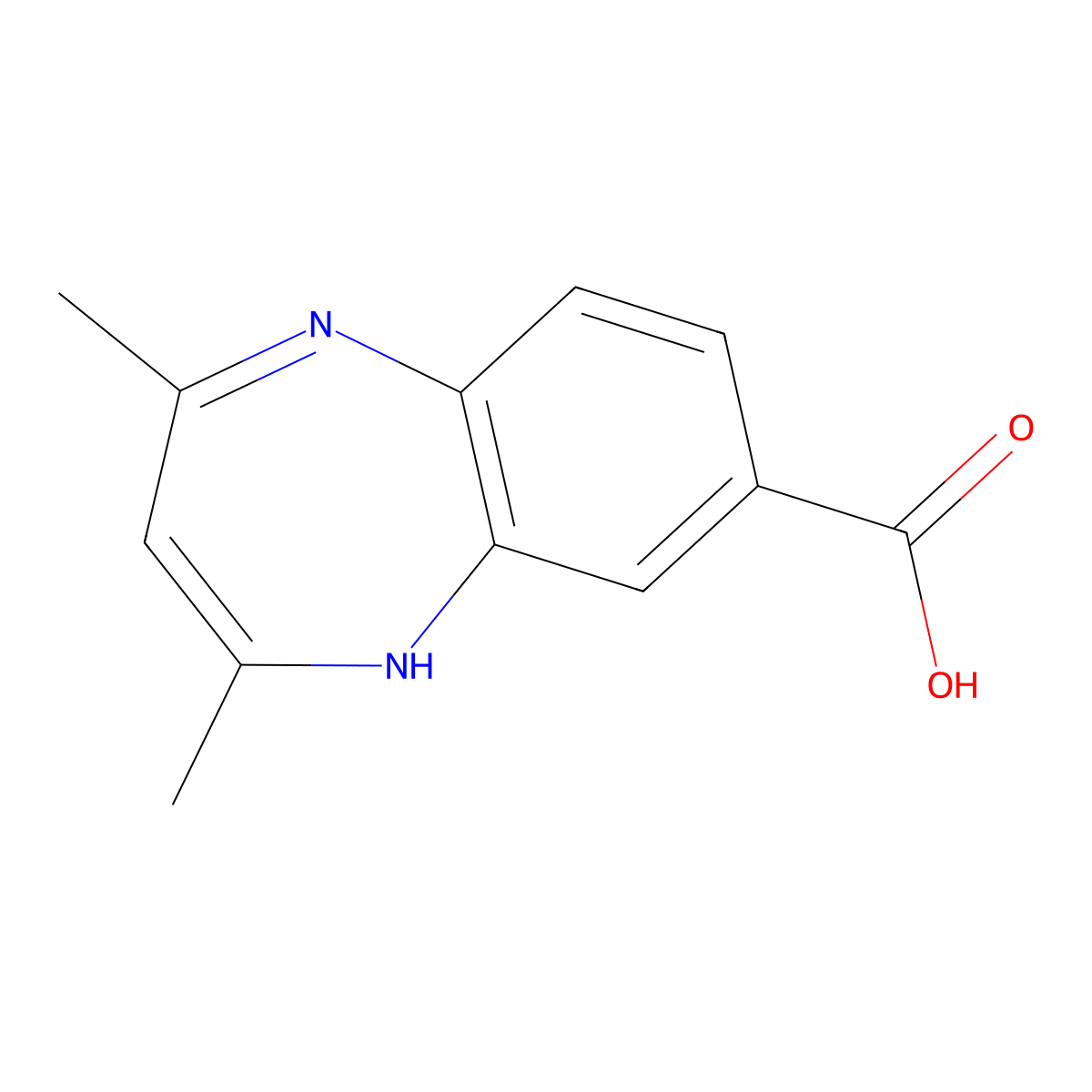 2,4-Dimethyl-1H-1,5-benzodiazepine-7-carboxylic acid molecular structure, CAS 655247-11-3