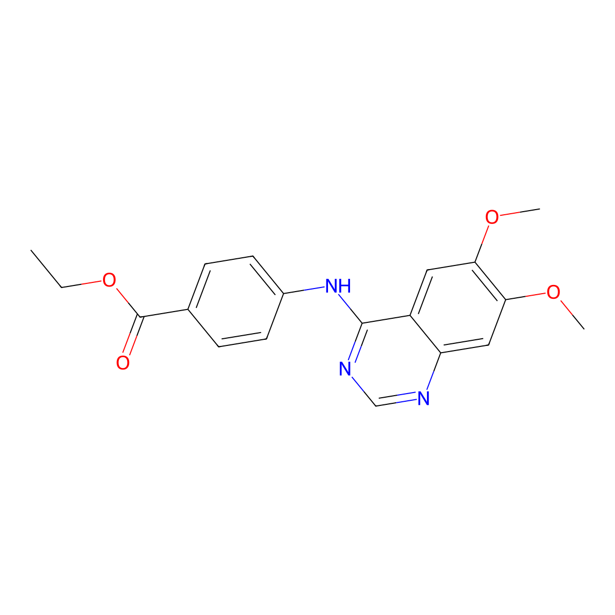 Ethyl 4-[(6,7-dimethoxyquinazolin-4-yl)amino]benzoate molecular structure, CAS 655248-76-3