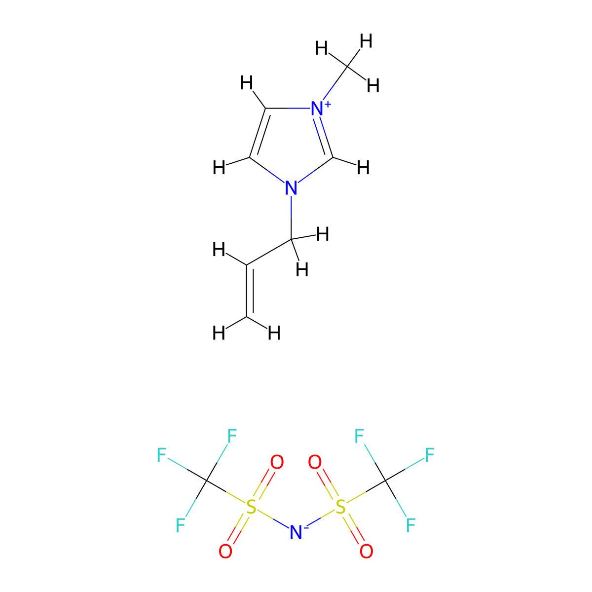 1-Allyl-3-methylimidazolium bis(trifluoromethylsulfonyl)imide molecular structure, CAS 655249-87-9