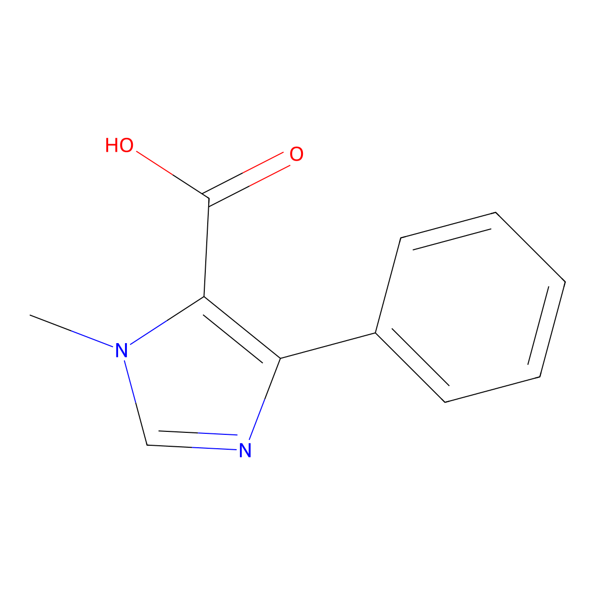 1-Methyl-4-phenyl-1H-imidazole-5-carboxylic acid molecular structure, CAS 655253-58-0