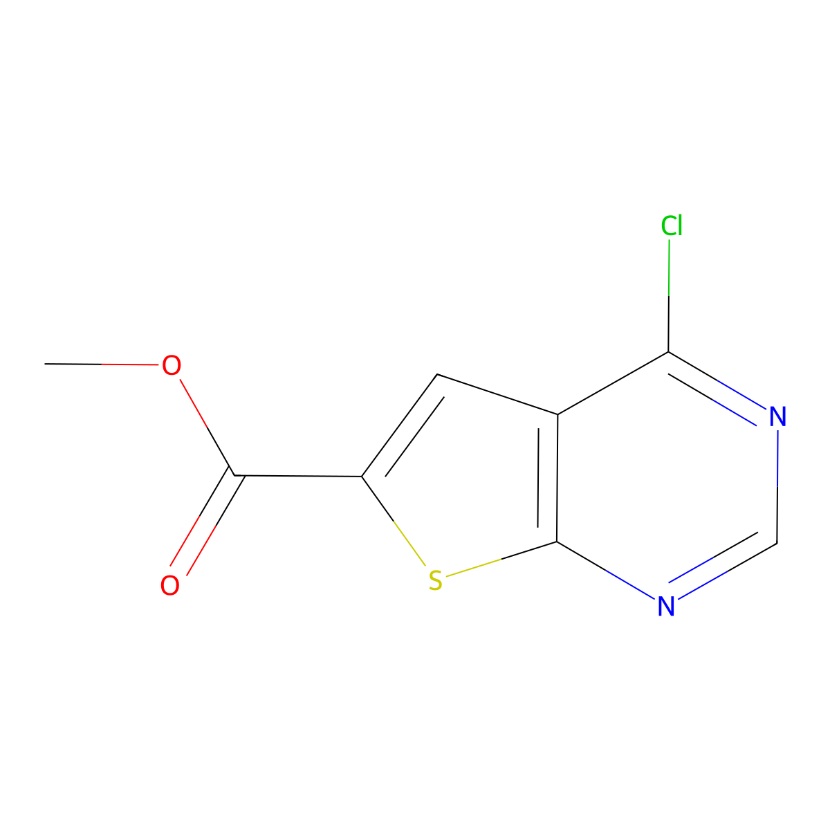 Methyl 4-chlorothieno[2,3-d]pyrimidine-6-carboxylate molecular structure, CAS 655253-69-3