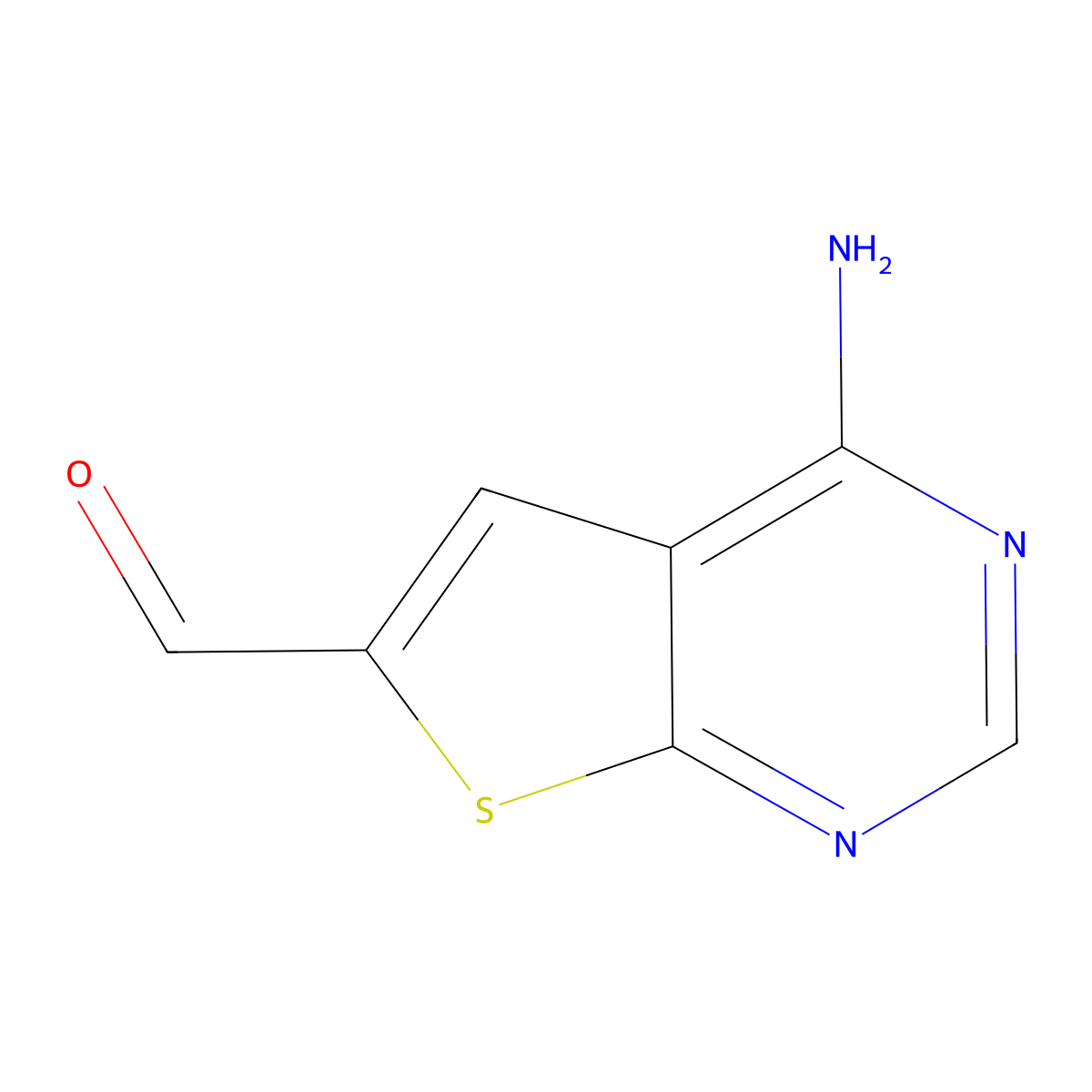 4-Aminothieno[2,3-d]pyrimidine-6-carbaldehyde molecular structure, CAS 655254-90-3