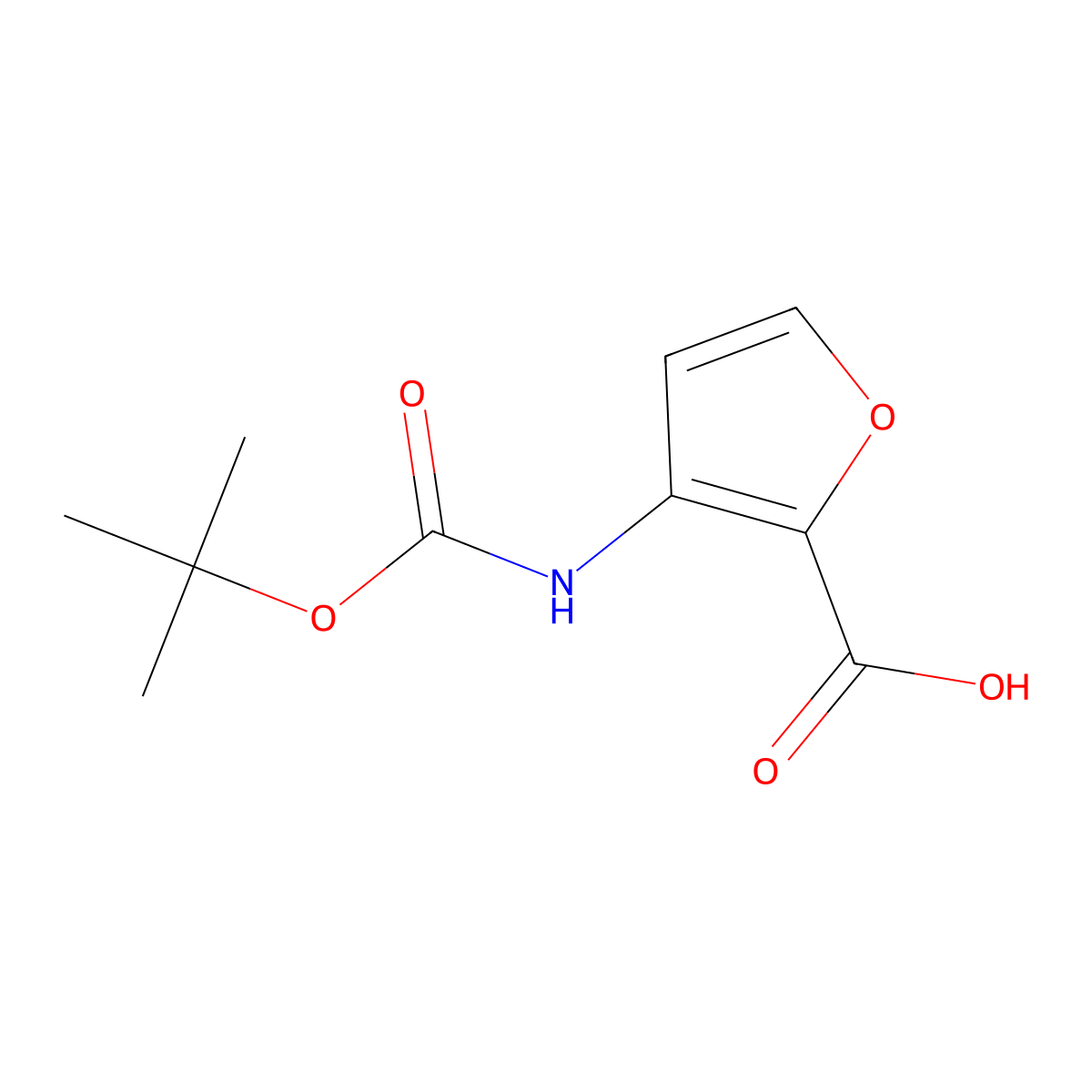 3-((tert-Butoxycarbonyl)amino)furan-2-carboxylic acid molecular structure, CAS 655255-06-4