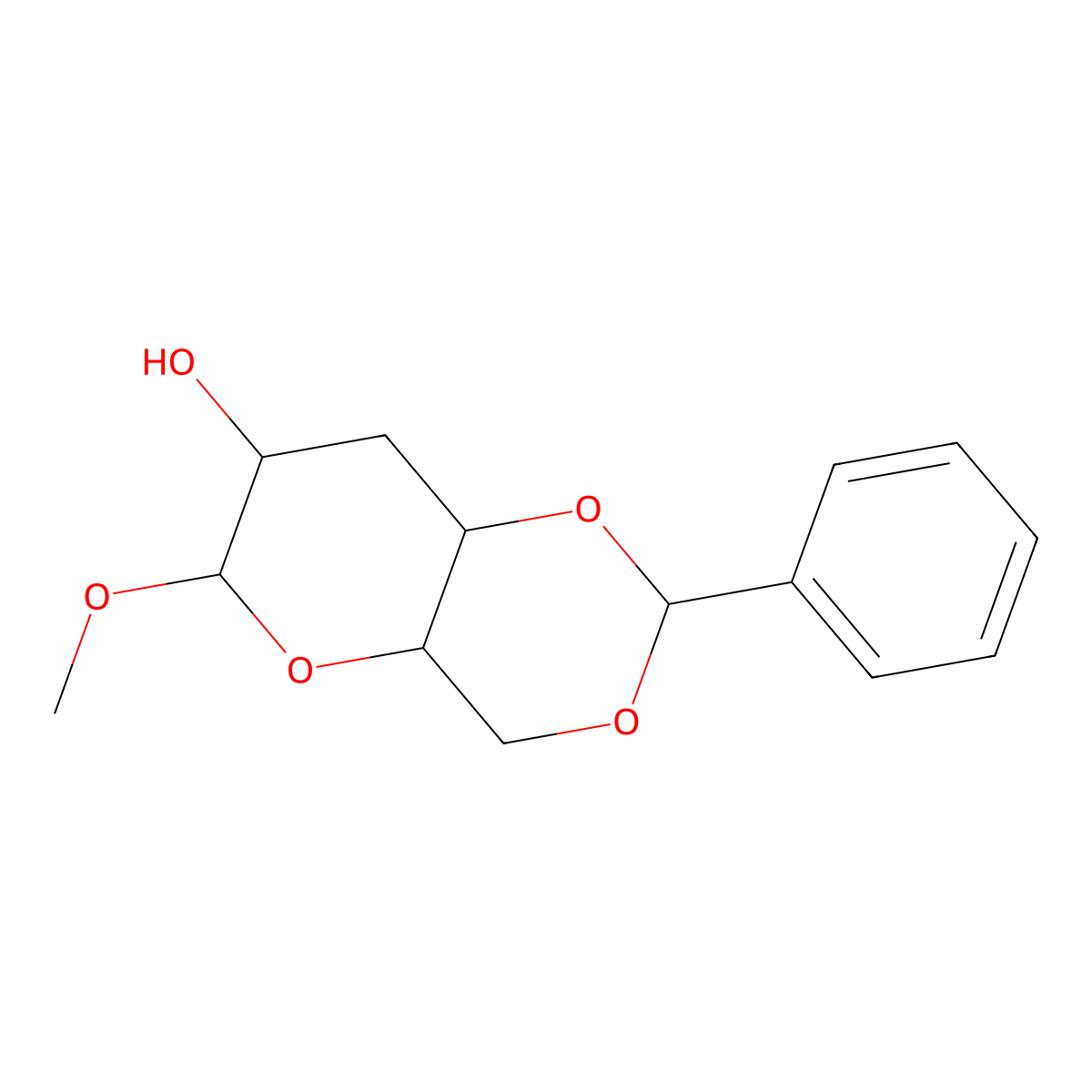 Methyl 4,6-O-benzylidene-3-deoxy-a-D-glucopyranoside molecular structure, CAS 65530-28-1