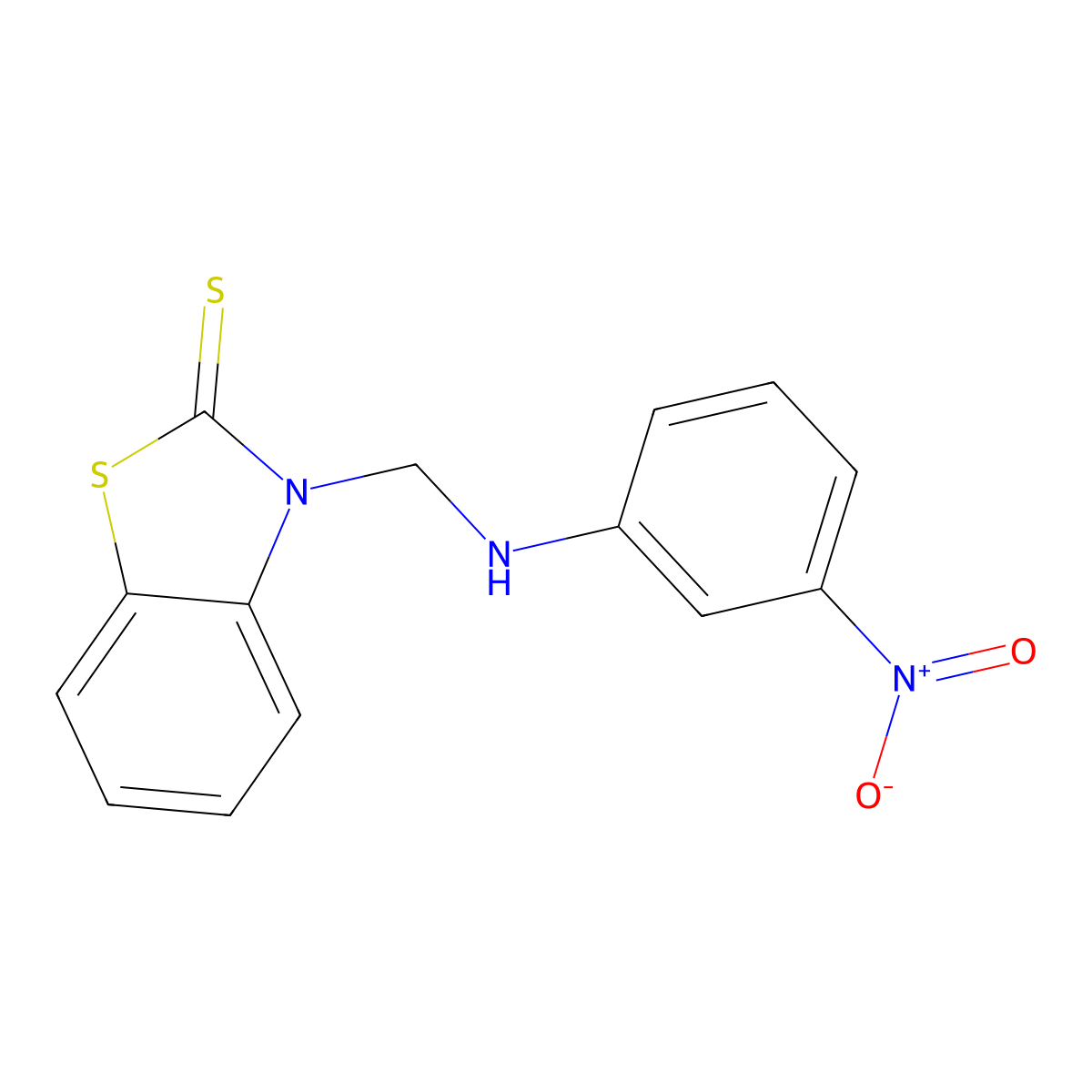 3-(3-Nitroanilinomethyl)-2(3H)-benzothiazolethione molecular structure, CAS 65537-00-0