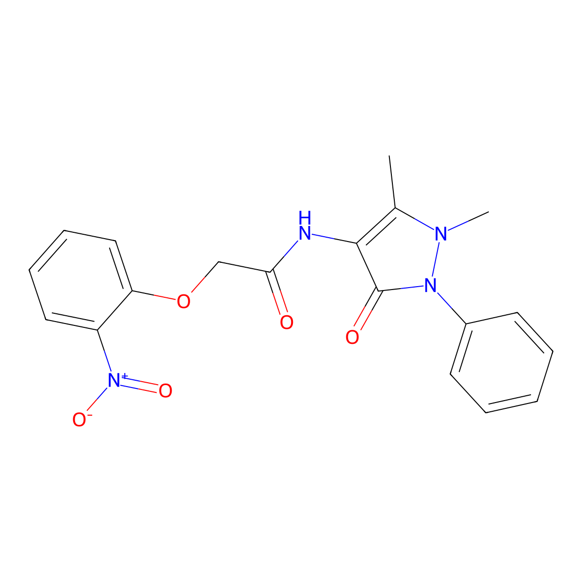 N-(1,5-dimethyl-3-oxo-2-phenyl-2,3-dihydro-1H-pyrazol-4-yl)-2-(2-nitrophenoxy)acetamide molecular structure, CAS 65537-08-8