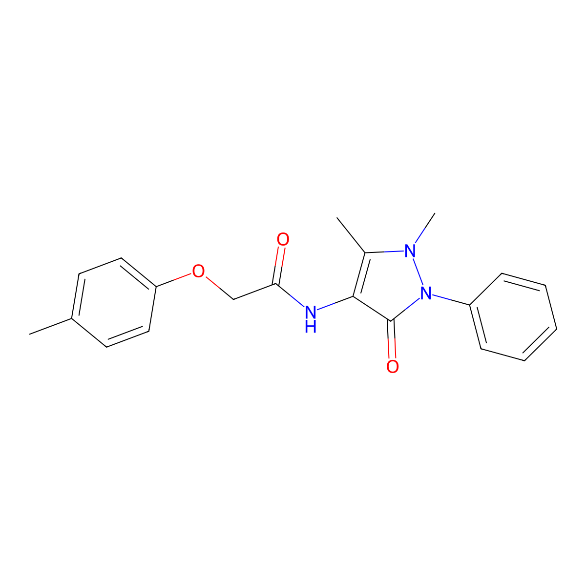 N-(1,5-dimethyl-3-oxo-2-phenylpyrazol-4-yl)-2-(4-methylphenoxy)acetamide molecular structure, CAS 65537-13-5