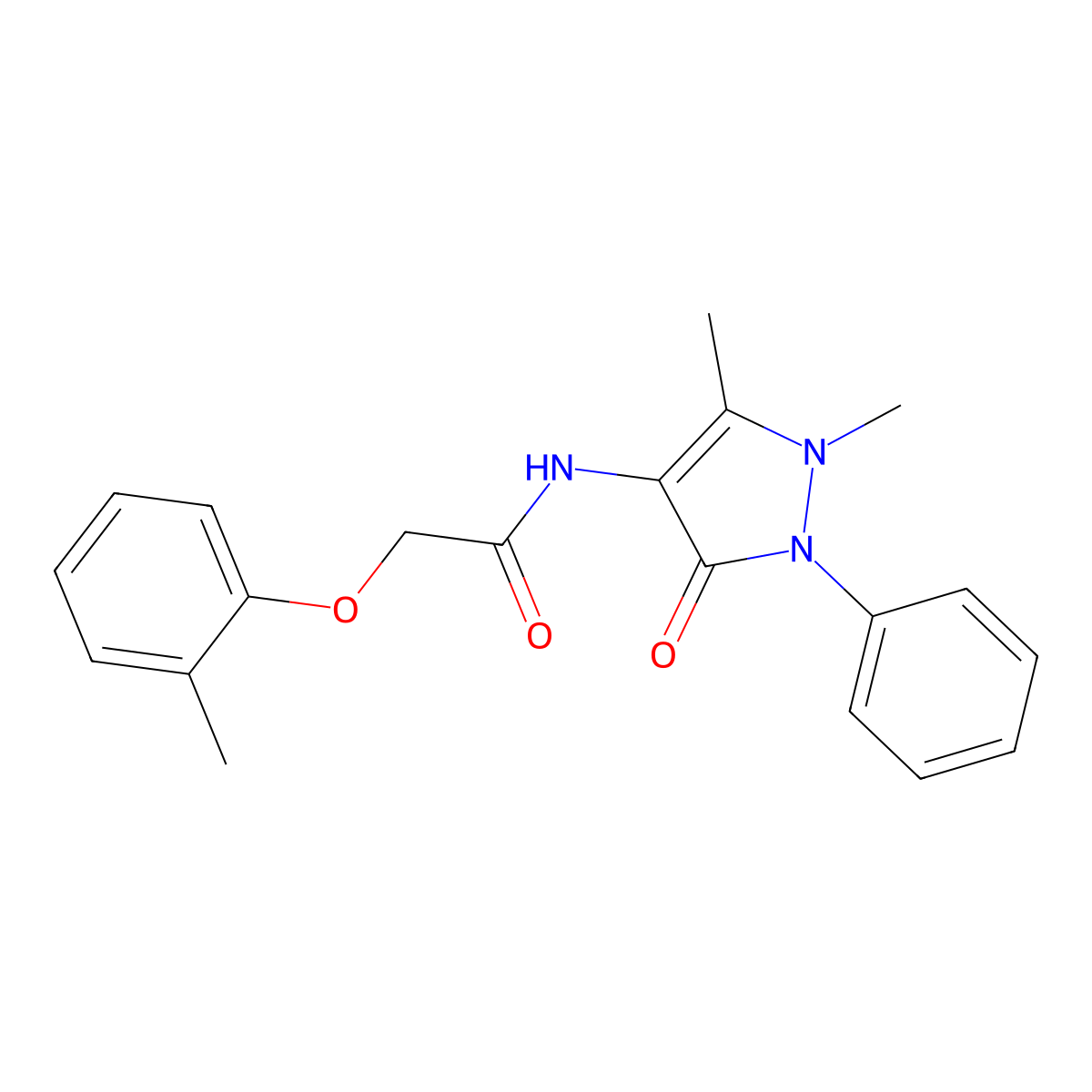 N-(1,5-dimethyl-3-oxo-2-phenylpyrazol-4-yl)-2-(2-methylphenoxy)acetamide molecular structure, CAS 65537-15-7