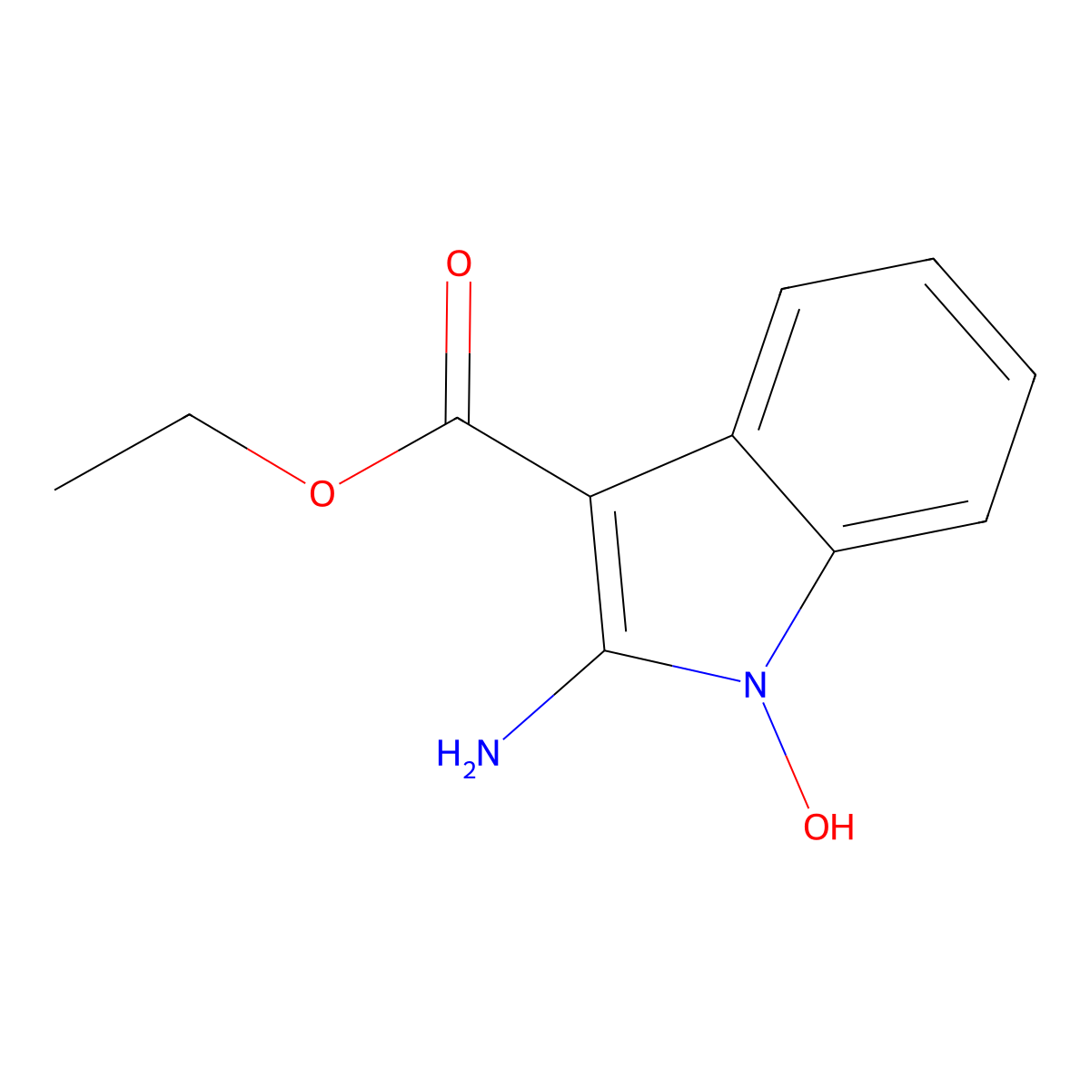 Ethyl 2-amino-1-hydroxy-1H-indole-3-carboxylate molecular structure, CAS 65547-91-3