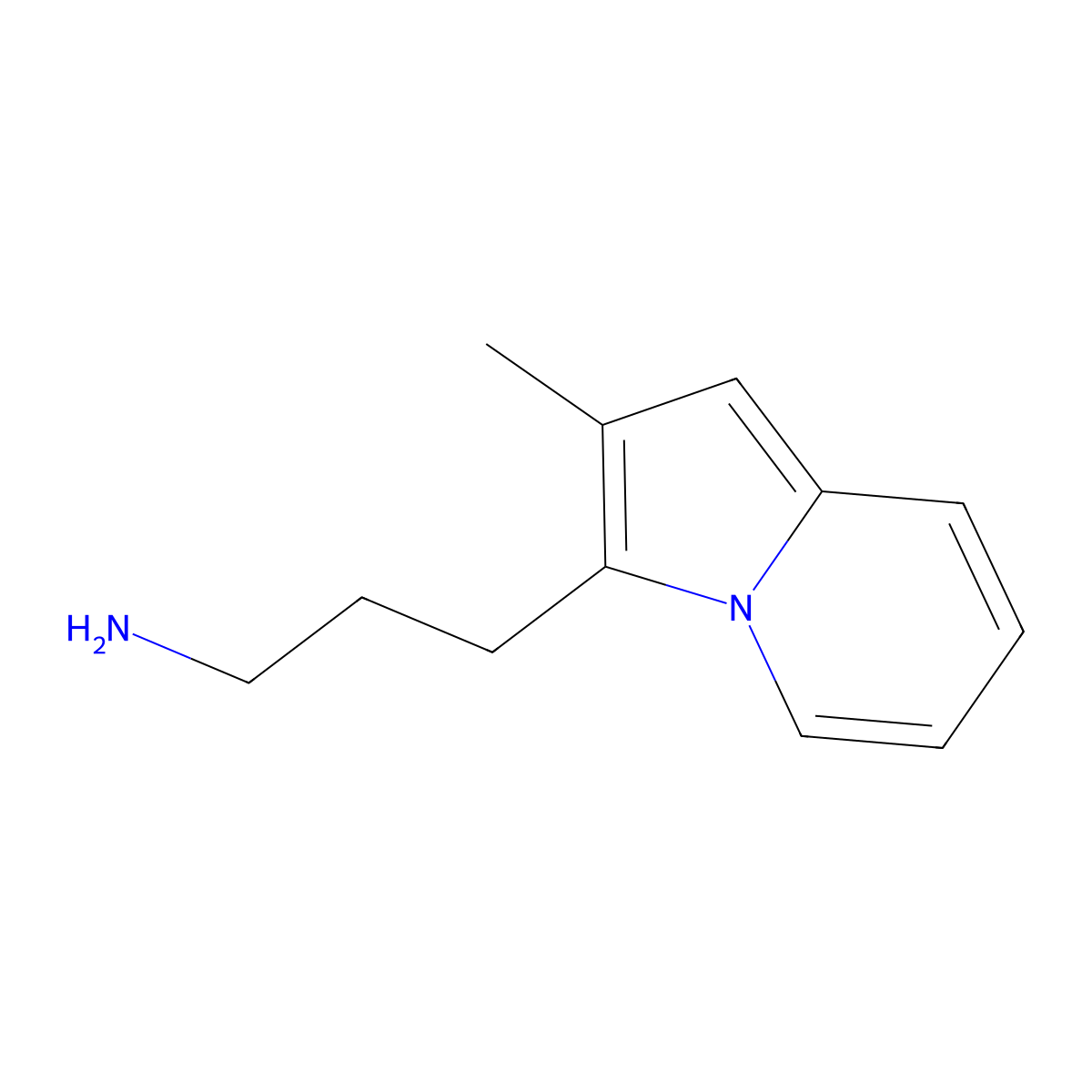 Indolizine, 3-(3-aminopropyl)-2-methyl- molecular structure, CAS 65548-63-2
