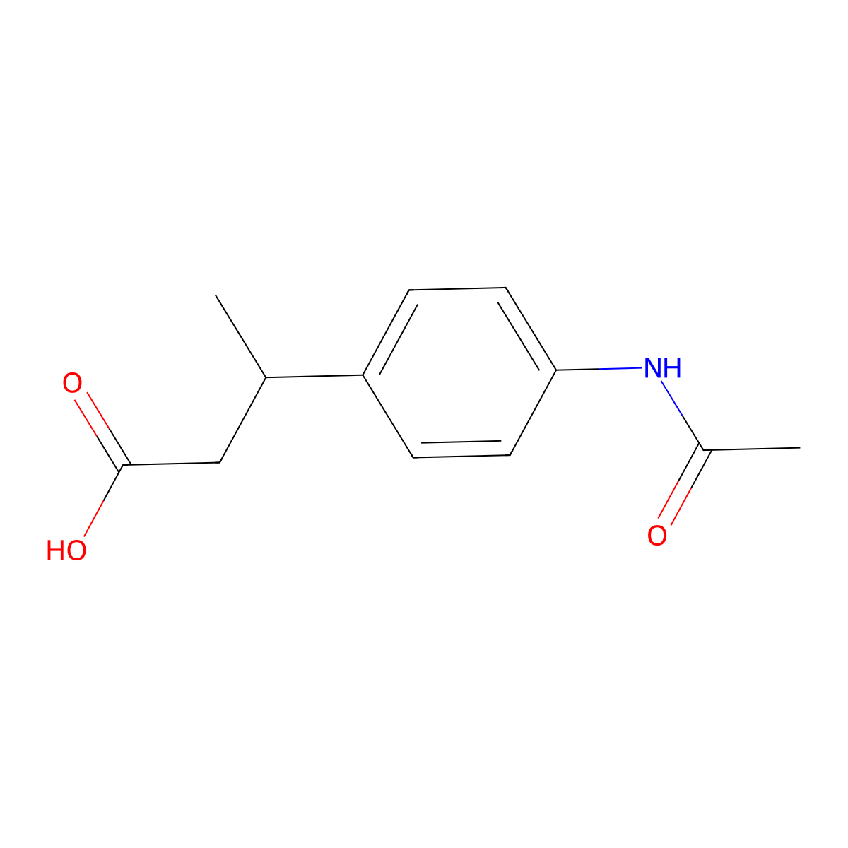 3-(4-Acetamidophenyl)butanoic acid molecular structure, CAS 6555-04-0