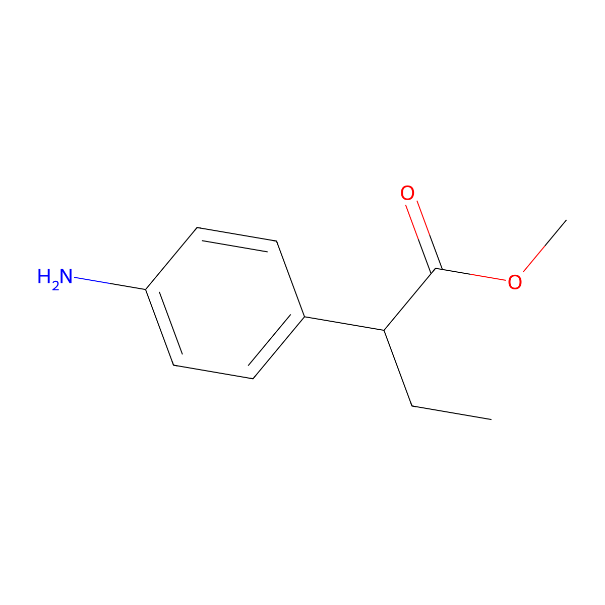 Methyl 2-(4-aminophenyl)butanoate molecular structure, CAS 6555-36-8