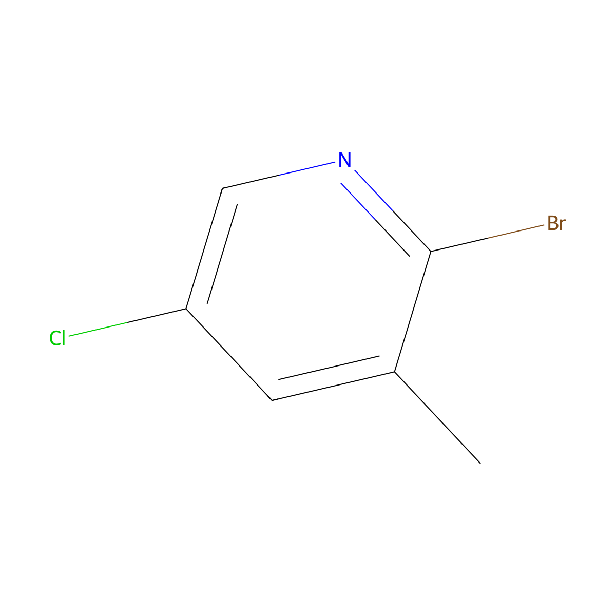 2-Bromo-5-chloro-3-methylpyridine molecular structure, CAS 65550-77-8