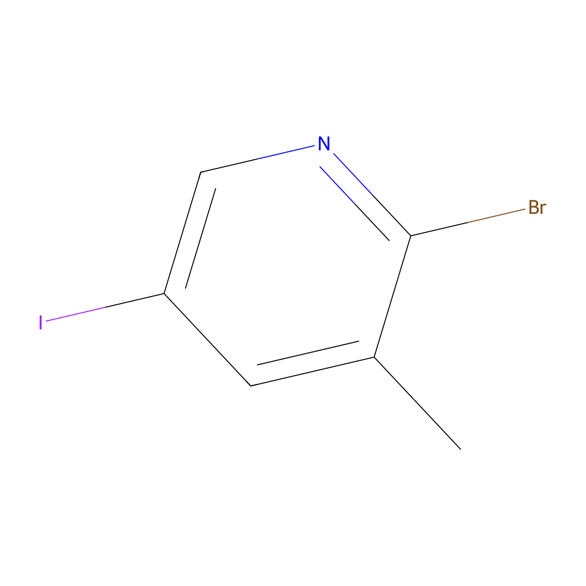 2-Bromo-5-iodo-3-methylpyridine molecular structure, CAS 65550-78-9