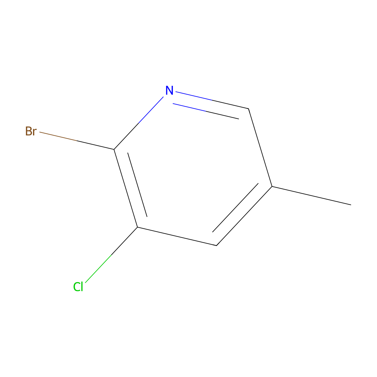 2-Bromo-3-chloro-5-methylpyridine molecular structure, CAS 65550-81-4