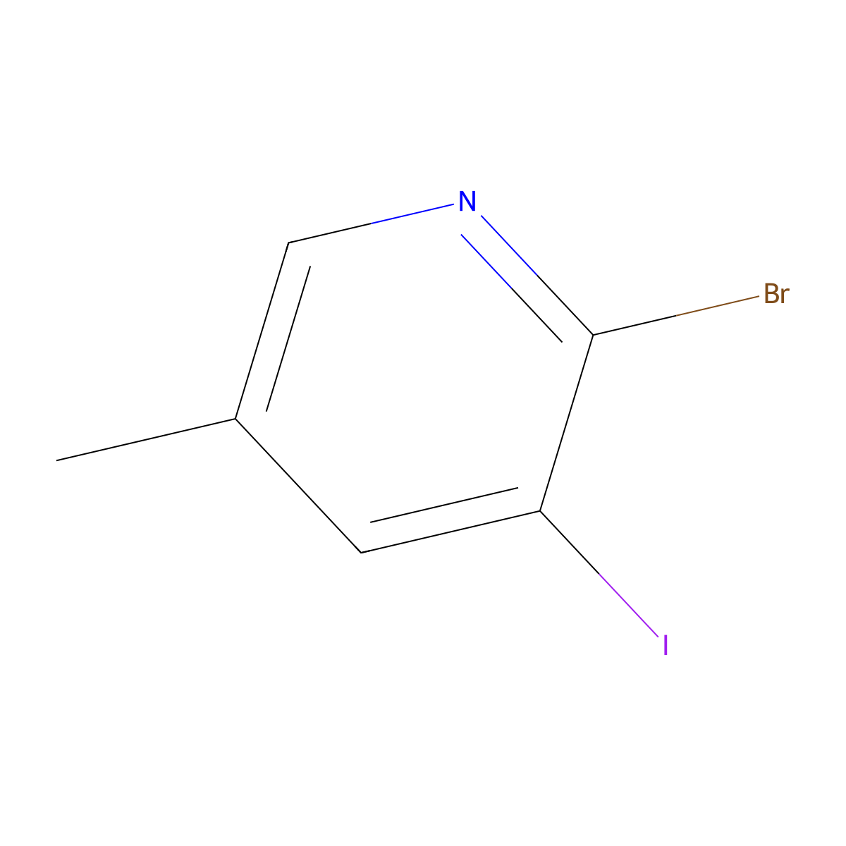 2-Bromo-3-iodo-5-methylpyridine molecular structure, CAS 65550-82-5