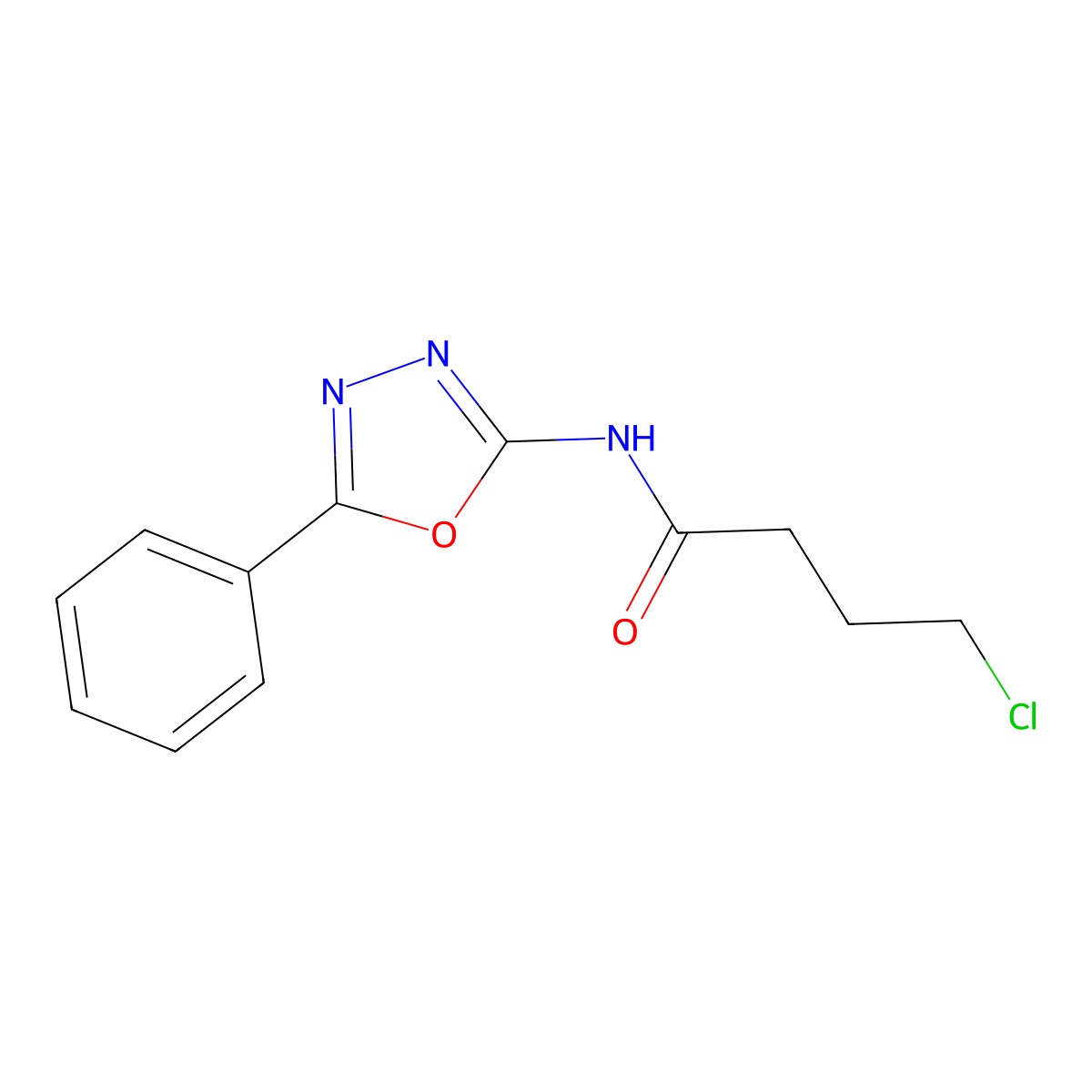 4-Chloro-N-(5-phenyl-1,3,4-oxadiazol-2-yl)butanamide molecular structure, CAS 65551-65-7