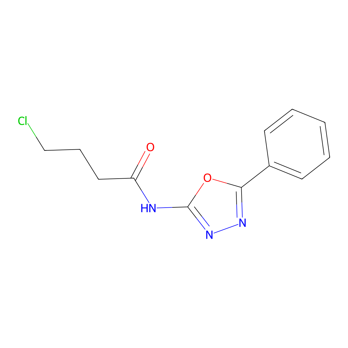 4-Chloro-N-(5-phenyl-1,3,4-oxadiazol-2-yl)butanamide molecular structure, CAS 65551-65-7