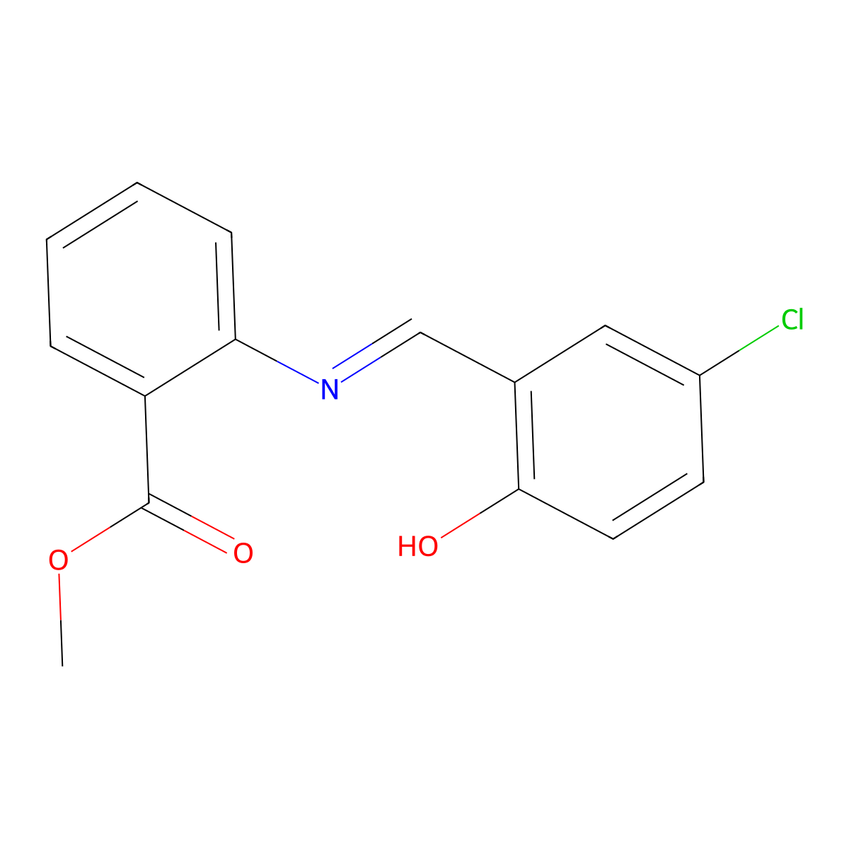 methyl 2-{[(E)-(5-chloro-2-hydroxyphenyl)methylidene]amino}benzoate molecular structure, CAS 65553-39-1