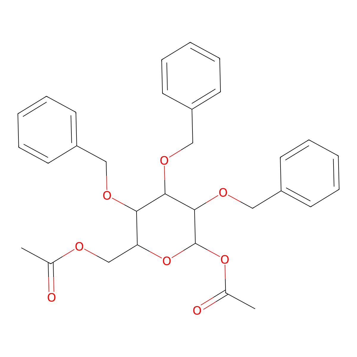 ((2R,3R,4S,5S,6R)-6-Acetoxy-3,4,5-tris(benzyloxy)tetrahydro-2H-pyran-2-yl)methyl acetate molecular structure, CAS 65556-30-1