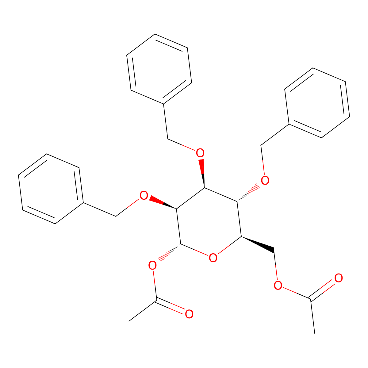 ((2R,3R,4S,5S,6R)-6-Acetoxy-3,4,5-tris(benzyloxy)tetrahydro-2H-pyran-2-yl)methyl acetate molecular structure, CAS 65556-30-1
