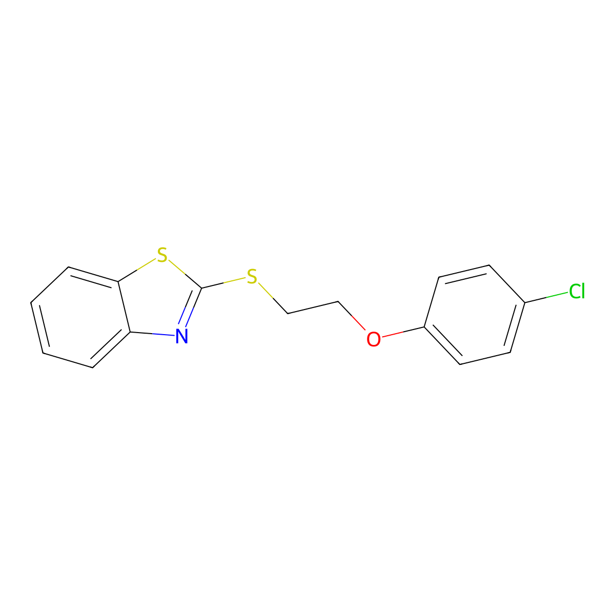 2-(1,3-Benzothiazol-2-ylsulfanyl)ethyl 4-chlorophenyl ether molecular structure, CAS 65558-24-9