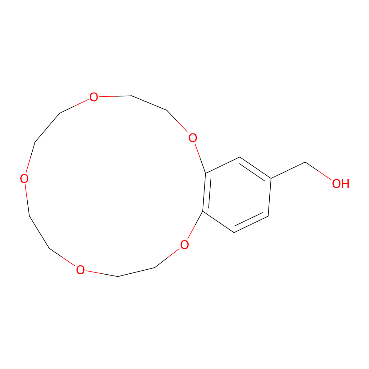 (2,3,5,6,8,9,11,12-Octahydro-1,4,7,10,13-benzopentaoxacyclopentadecin-15-YL)methanol molecular structure, CAS 65558-67-0