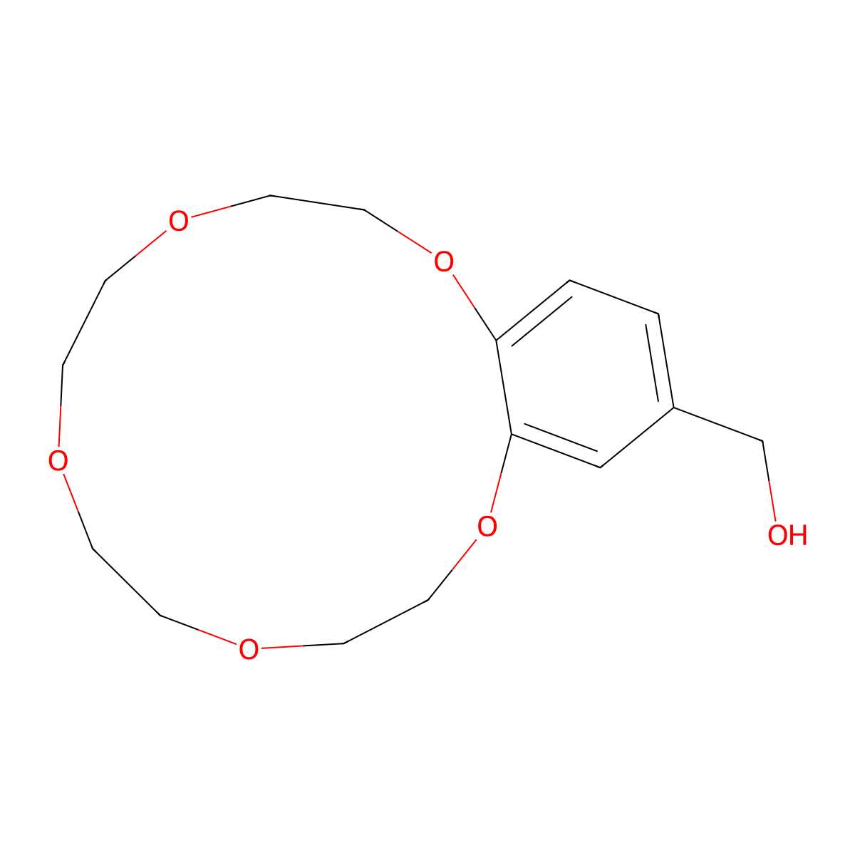 (2,3,5,6,8,9,11,12-Octahydro-1,4,7,10,13-benzopentaoxacyclopentadecin-15-YL)methanol molecular structure, CAS 65558-67-0