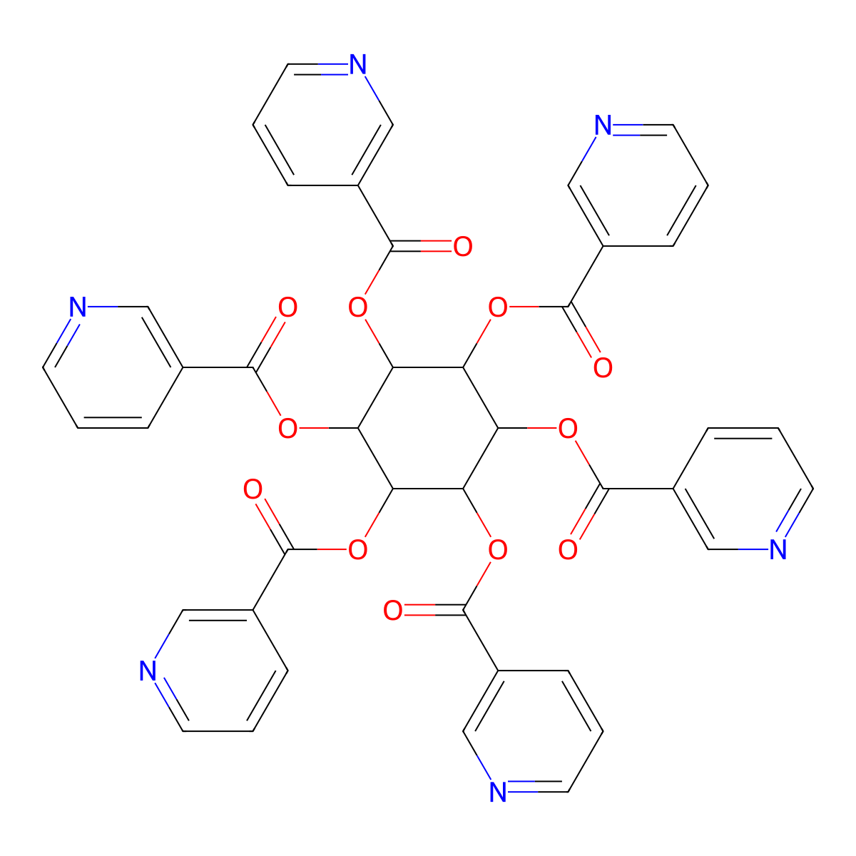 Inositol Hexanicotinate molecular structure, CAS 6556-11-2
