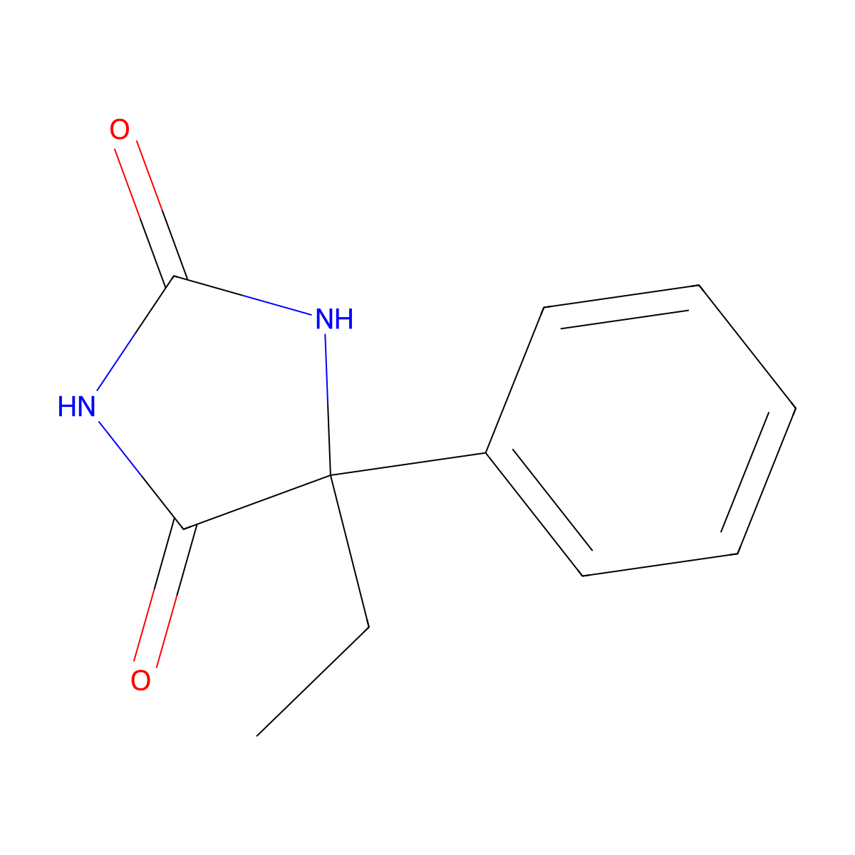 5-Ethyl-5-phenylhydantoin, (-)- molecular structure, CAS 65567-32-0