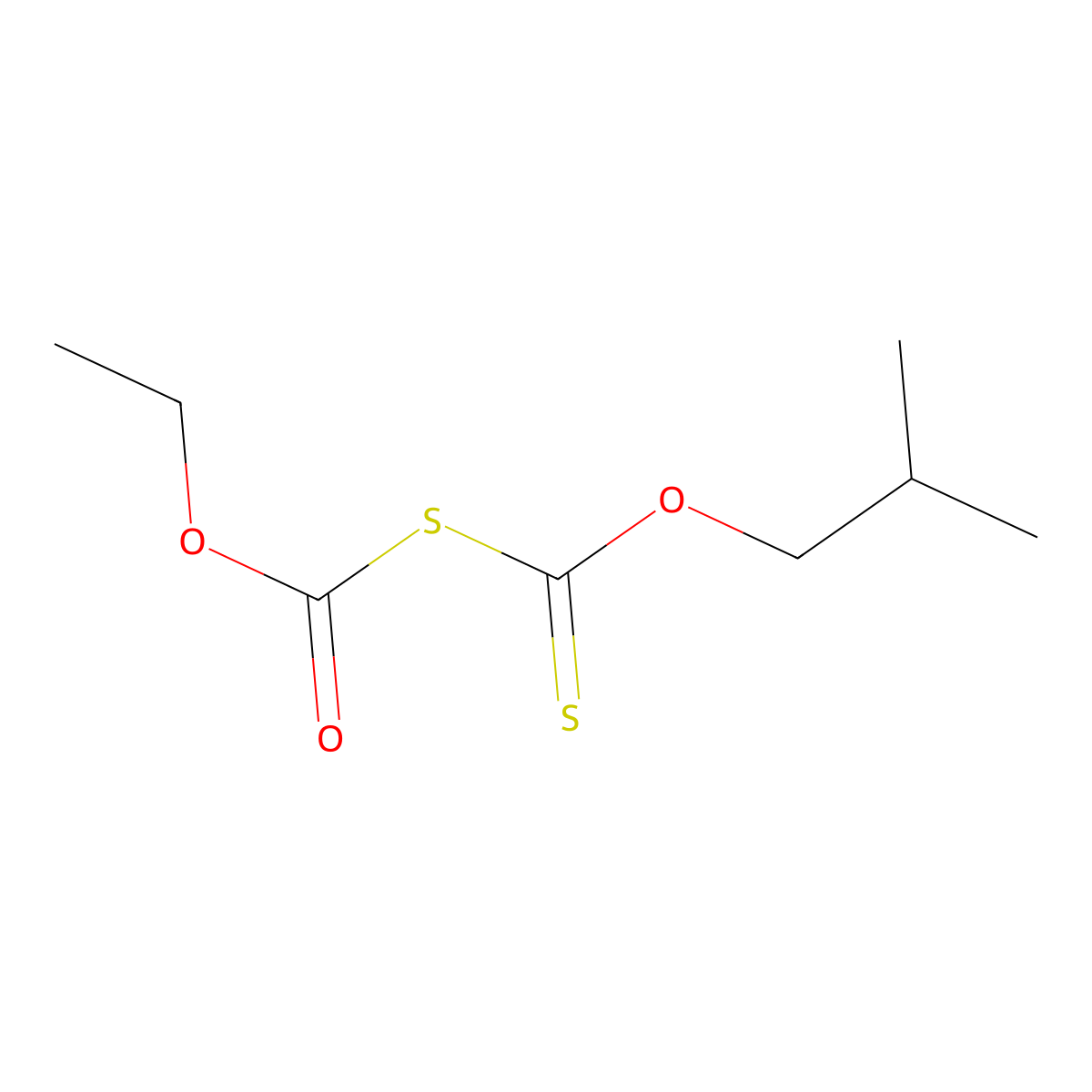 Thiodicarbonic acid ((HO)C(O)SC(S)(OH)), 1-ethyl 3-(2-methylpropyl) ester molecular structure, CAS 65573-06-0