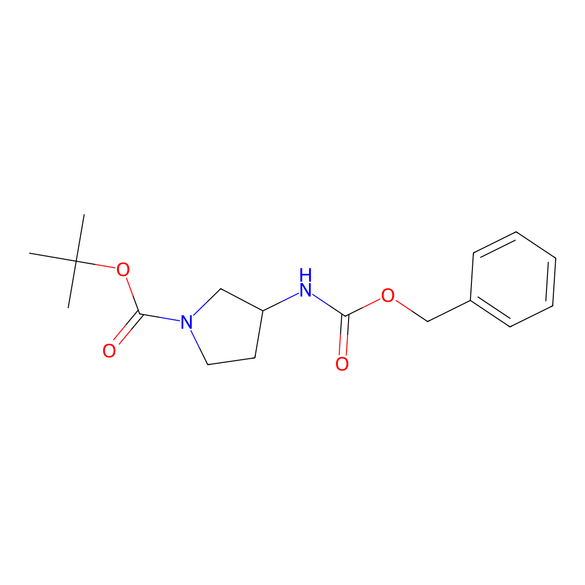 (R)-tert-Butyl 3-(benzyloxycarbonyl-amino)pyrrolidine-1-carboxylate molecular structure, CAS 655785-25-4