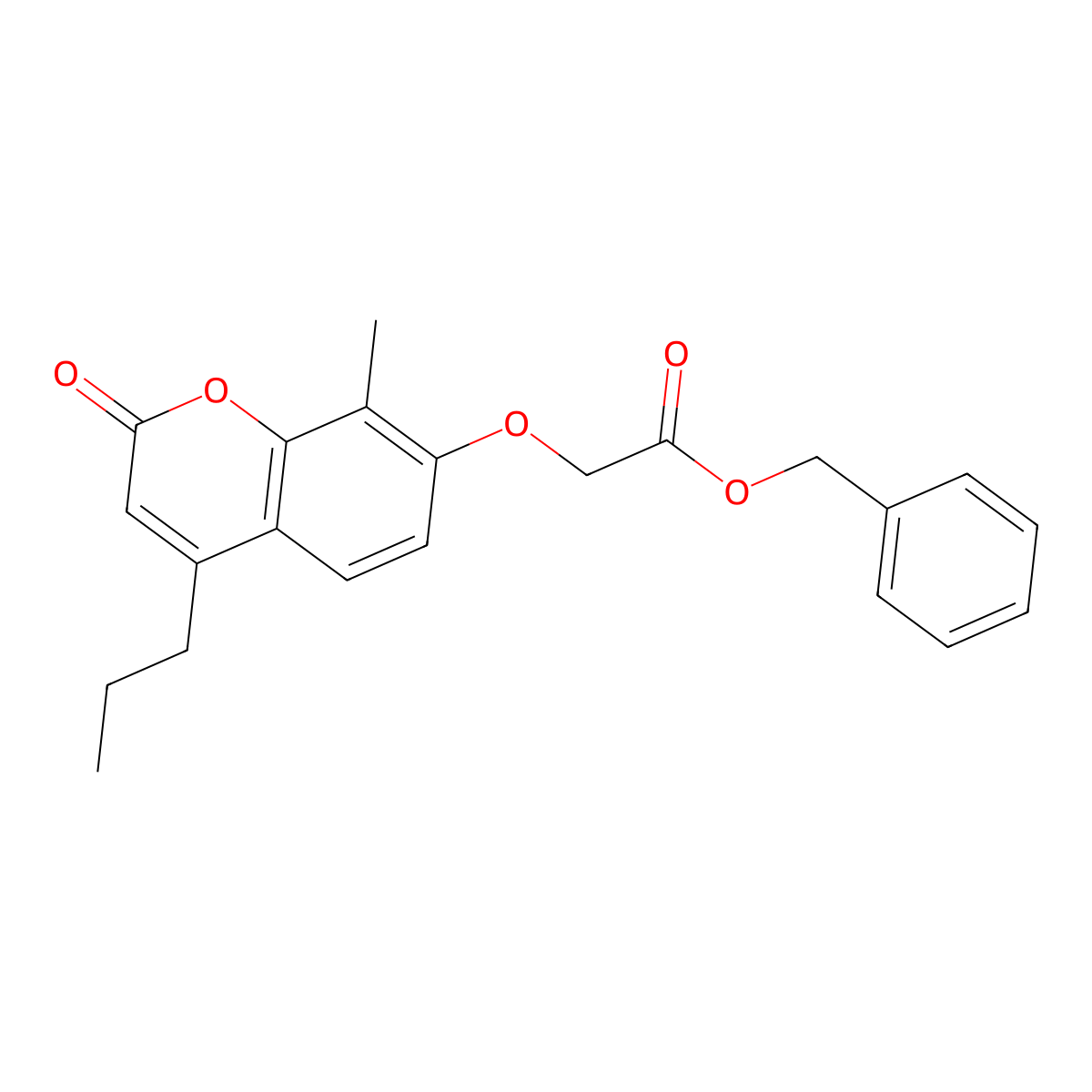 Benzyl 2-(8-methyl-2-oxo-4-propyl-chromen-7-YL)oxyacetate molecular structure, CAS 6558-50-5