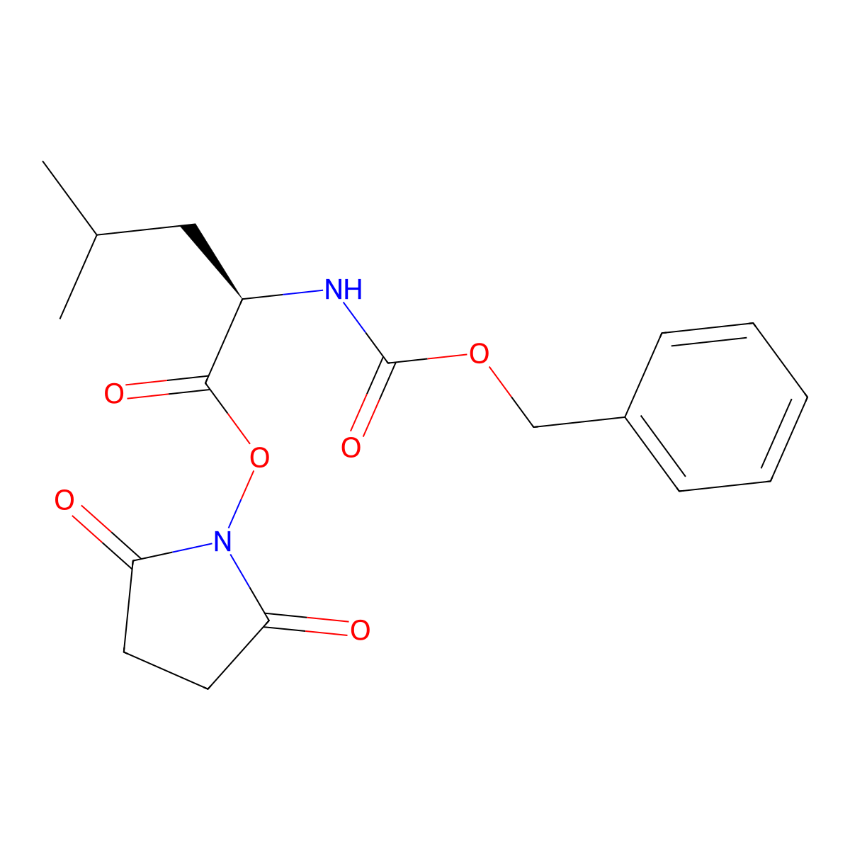 (R)-2,5-Dioxopyrrolidin-1-yl 2-(((benzyloxy)carbonyl)amino)-4-methylpentanoate molecular structure, CAS 65581-25-1