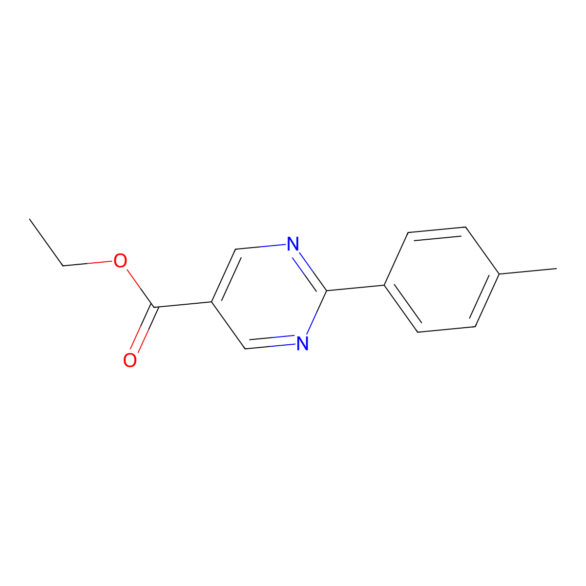 Ethyl 2-(4-methylphenyl)pyrimidine-5-carboxylate molecular structure, CAS 65586-64-3
